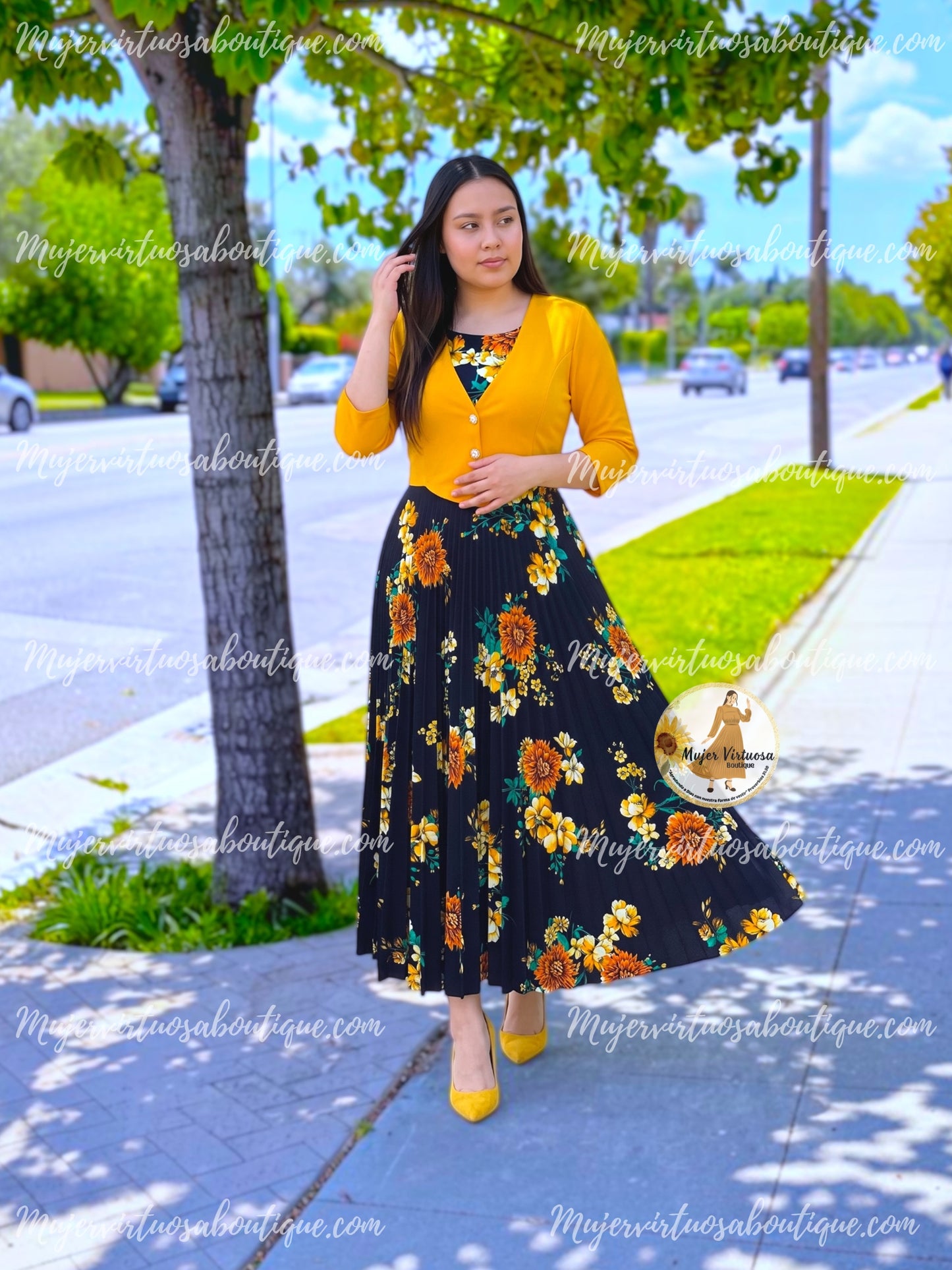Maggie Mustard & Black Blazer Dress