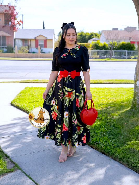 Madelyn Black Tropical Dress