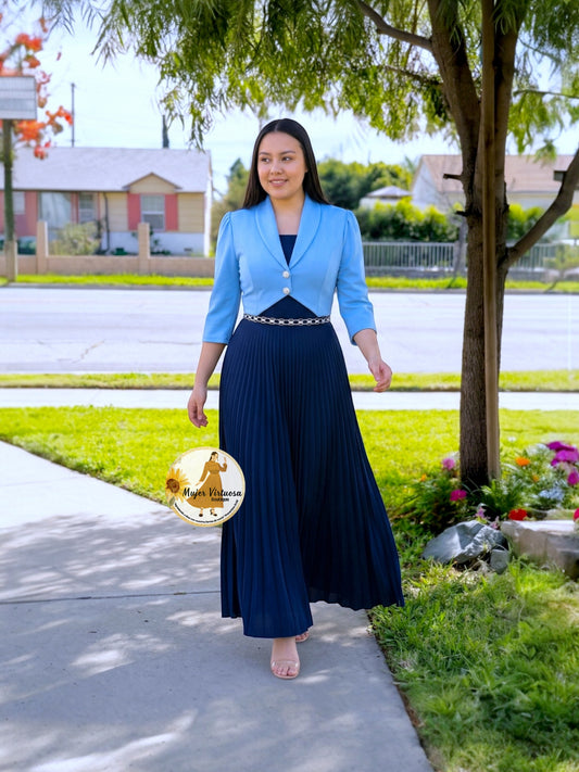 Emely Sky Blue & Navy Dress