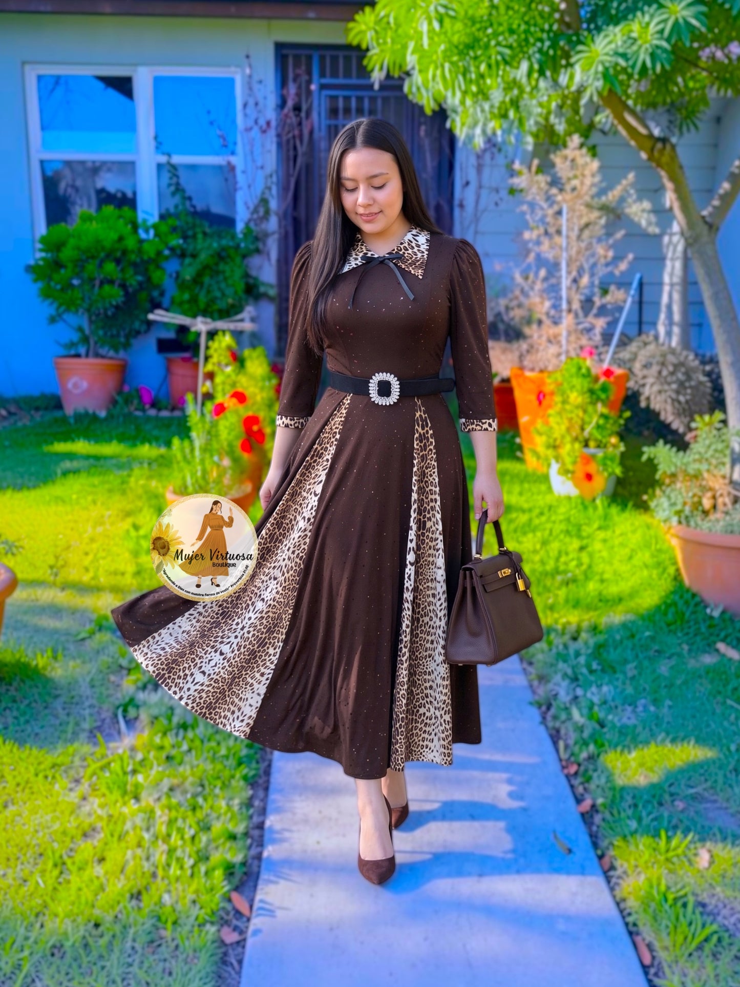 Victoria Brown & Print Sequin Dress
