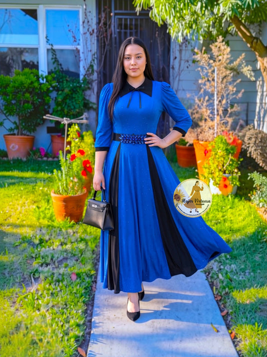 Victoria Blue & Black Sequin Dress