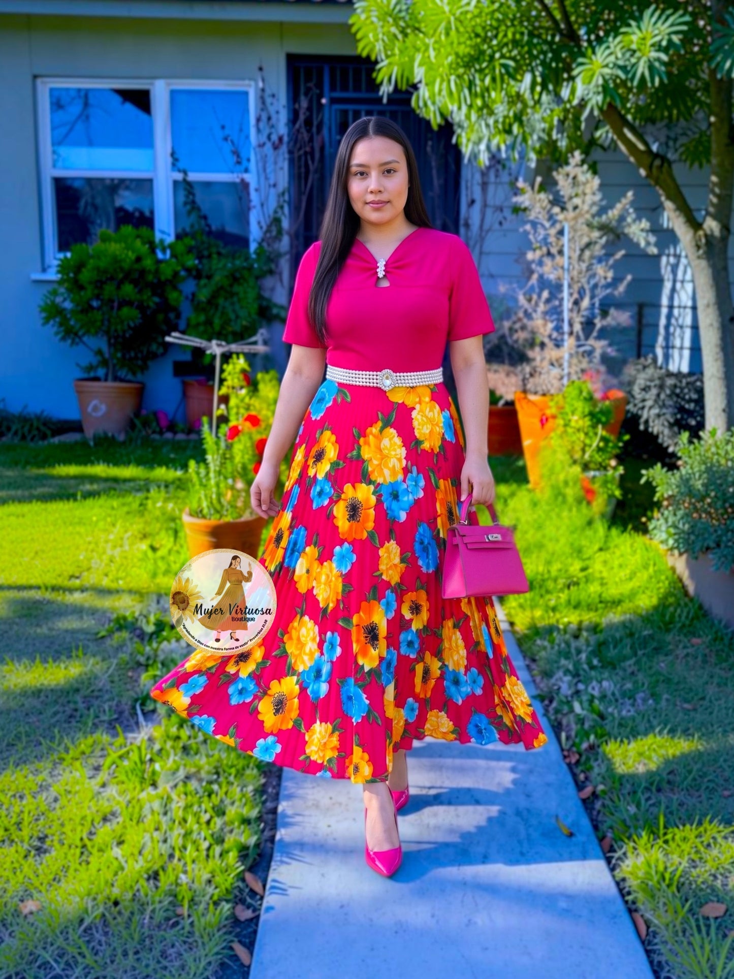 Sandy Fucsia Floral Dress