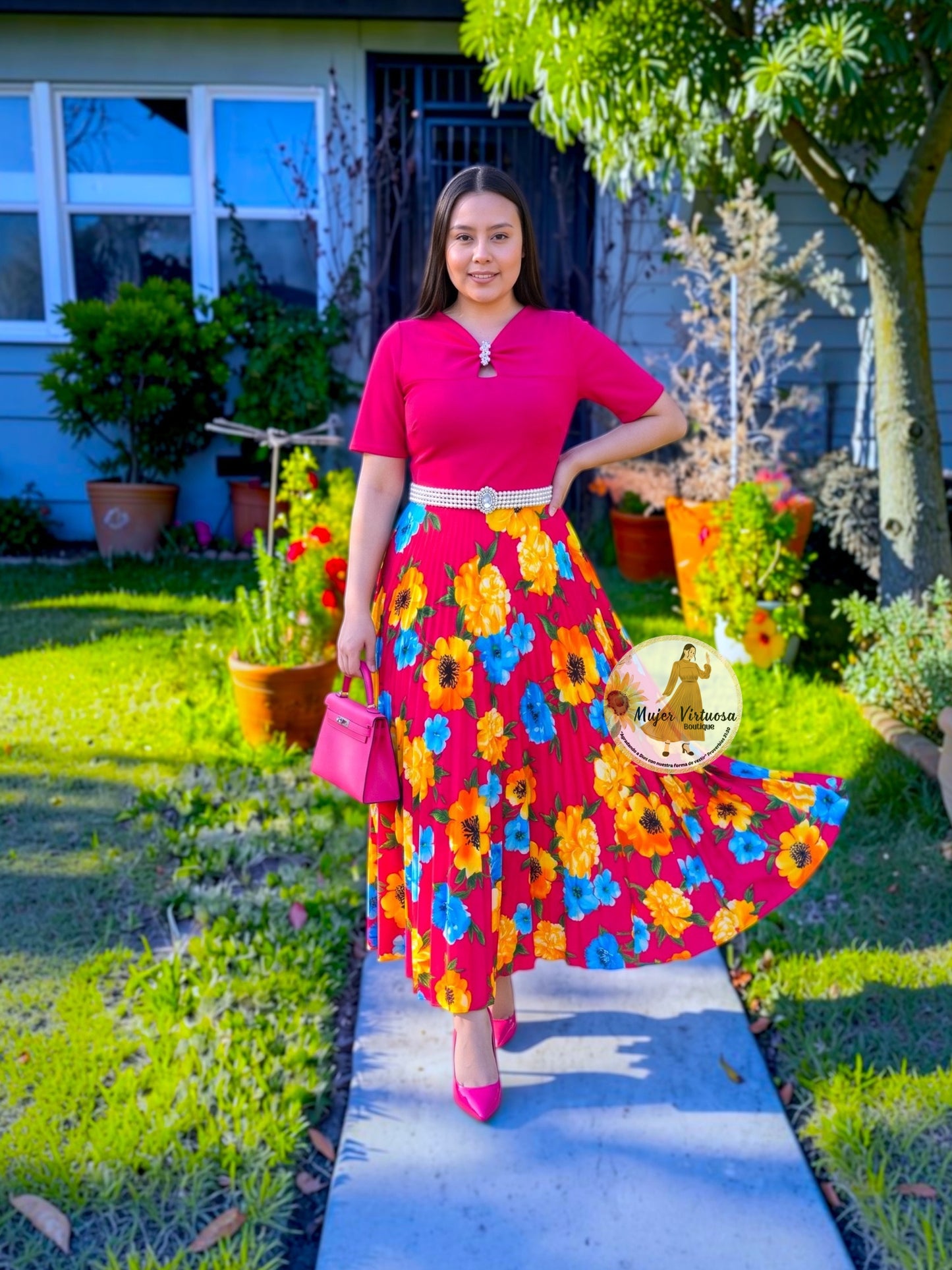 Sandy Fucsia Floral Dress