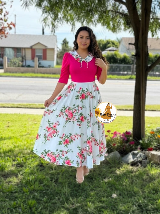 Francesca Pink & White Dress