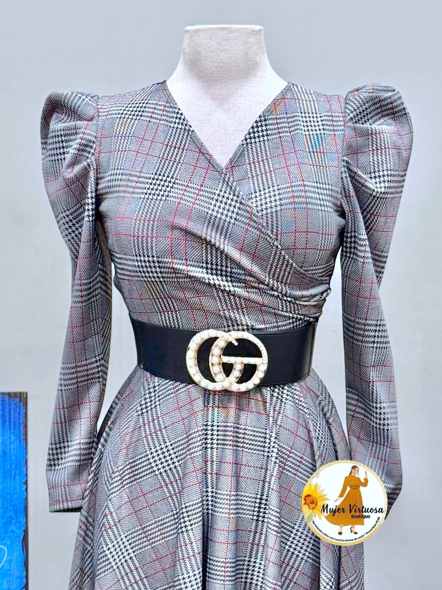 Larissa Grey Plaid Dress