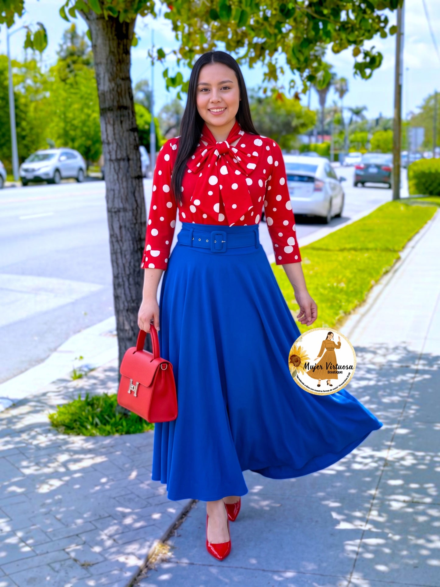 Marina Royal Blue Belted Skirt