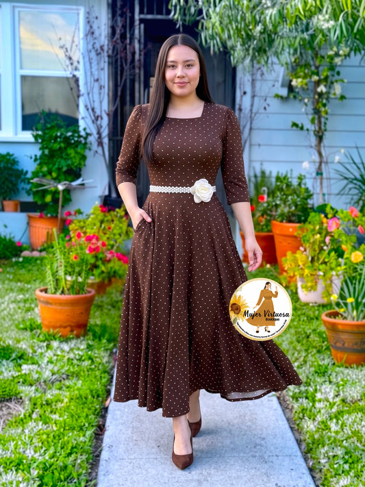 Eunice Brown Polka Dot Dress