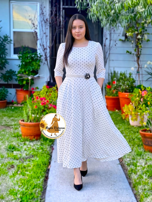 Eunice White Polka Dot Dress