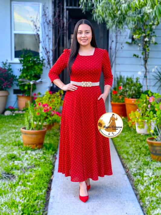 Eunice Terracota Polka Dot Dress