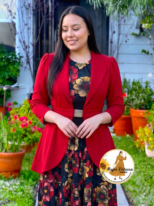 Ruby Peplum Long Blazer