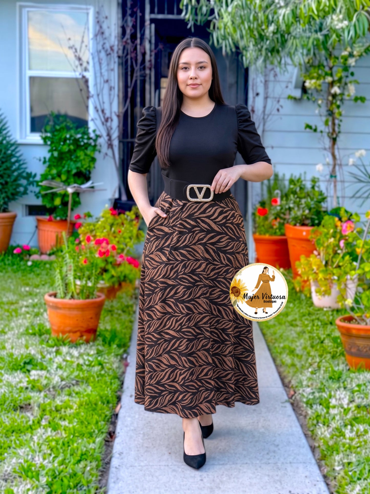 Black & Gold Rose Glitter Dress