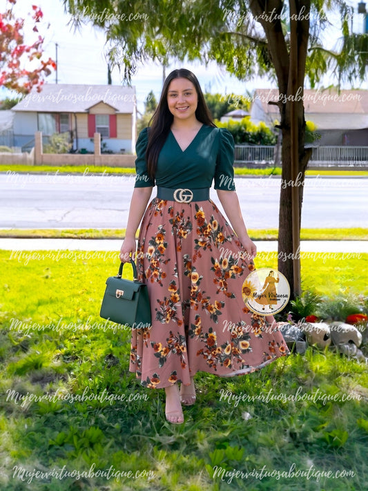 Susan Green & Mauve Floral Dress