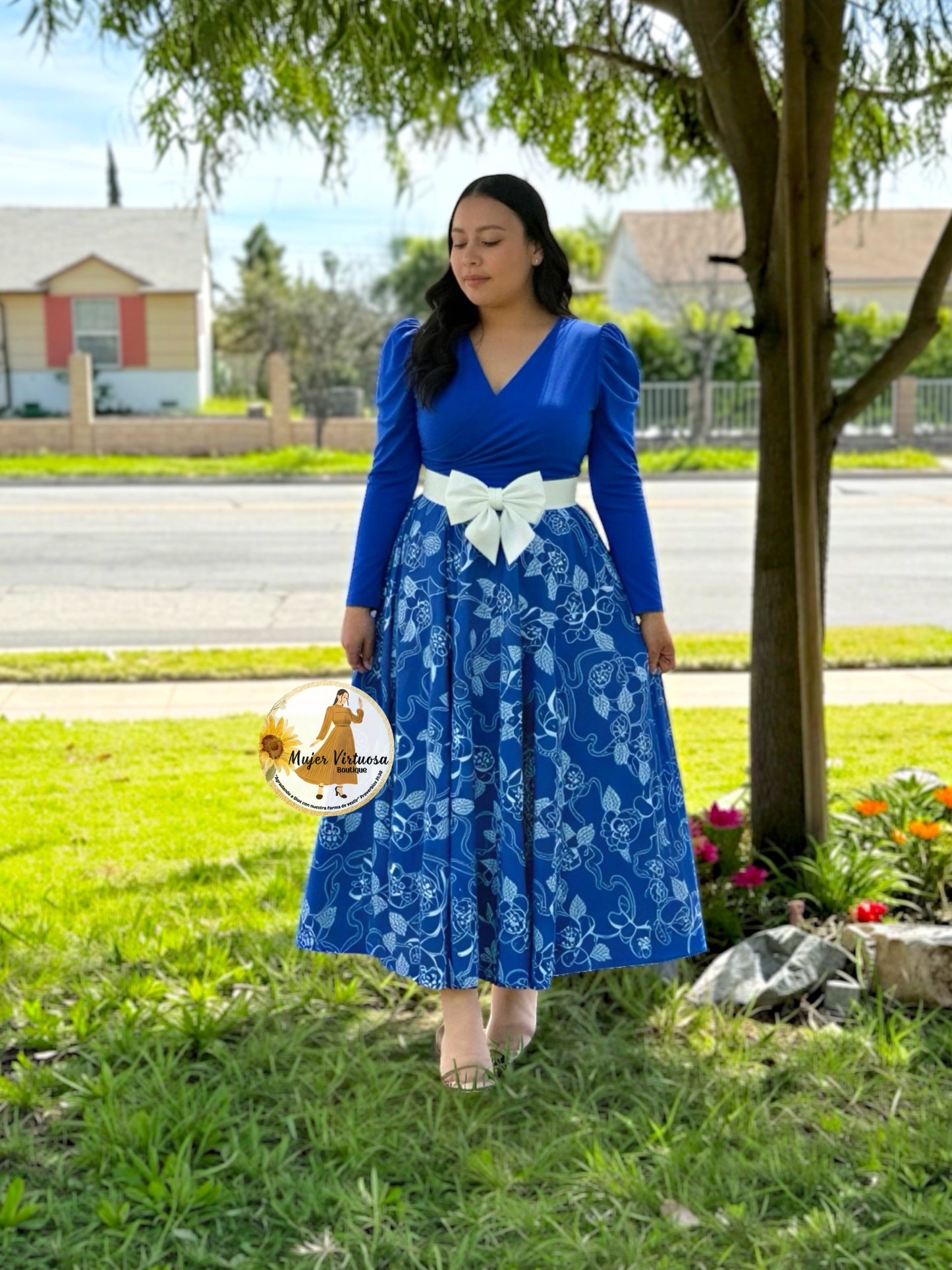 Larissa Royal Blue Floral Dress