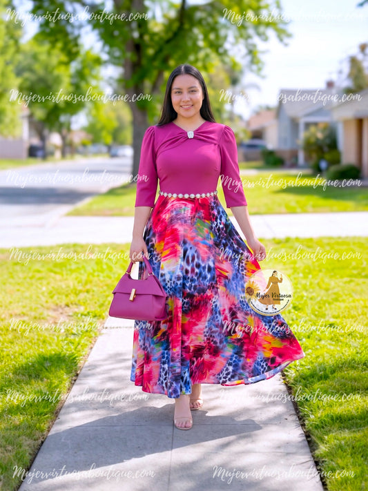 Rosalie Magenta & Abstract Dress