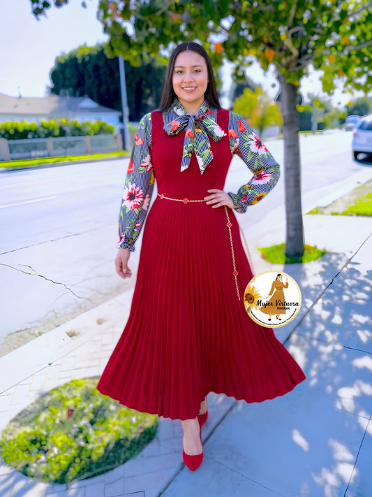 Gaby Ruby Red Pleated Overall