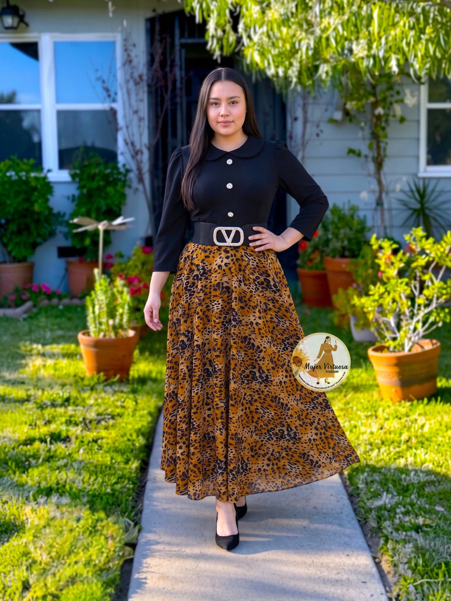 Black & Animal Print Dress