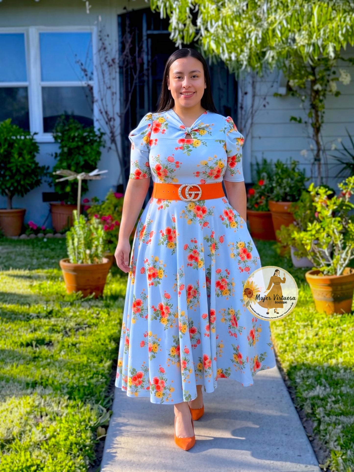Bianca Sky Blue Floral Dress