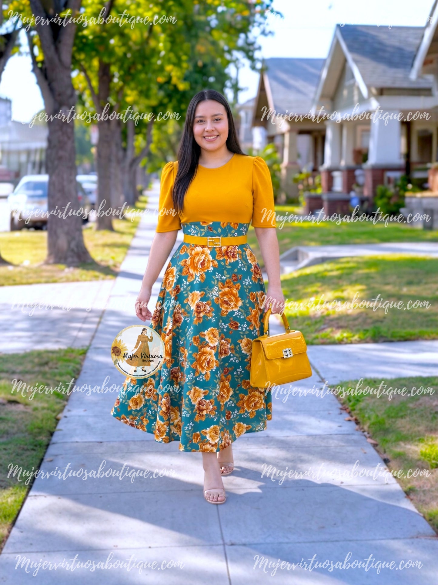 Eliana Mustard & Turquesa Dress