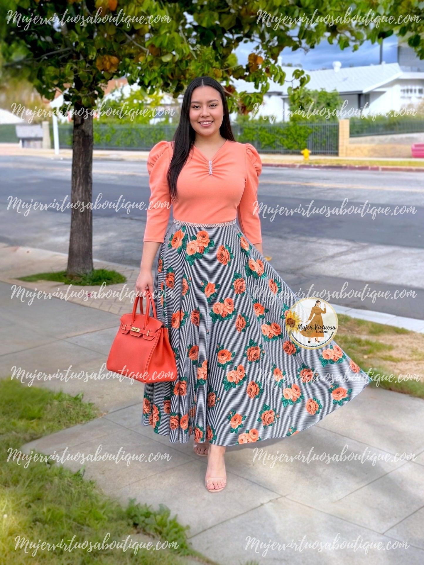 Lisa Salmon Plaid & Floral Dress