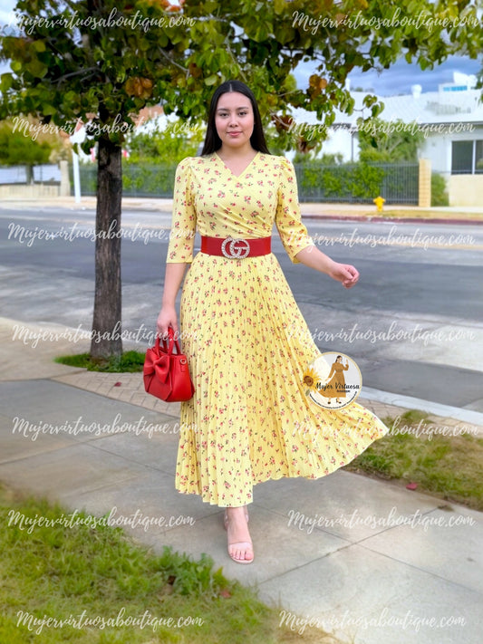 Celine Butter Yellow Floral Dress