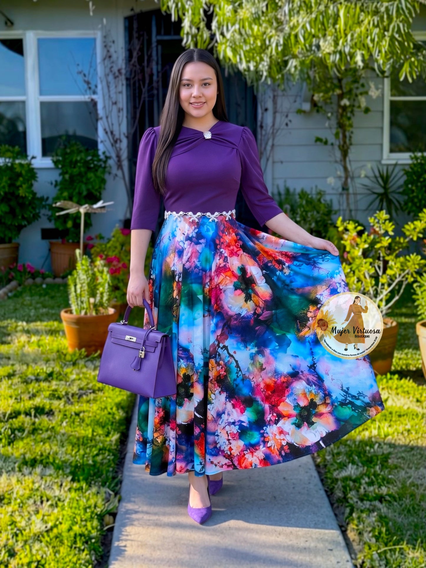Rosalie Violet Floral Dress