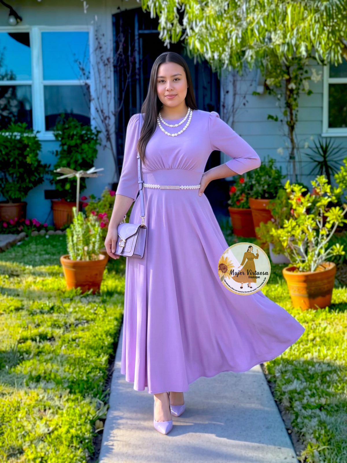 Mary Lilac Necklace Dress