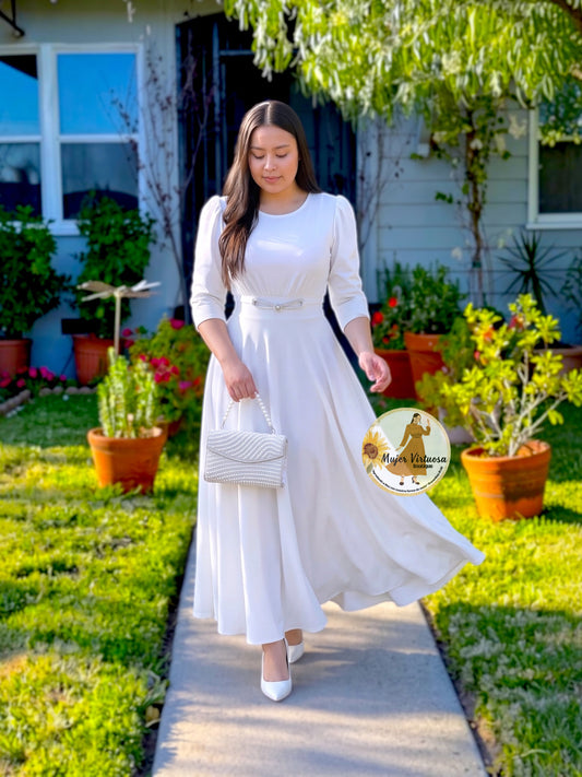 Wendy Ivory Belted Dress