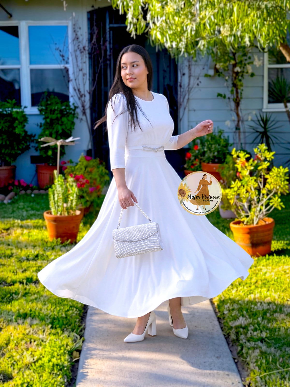 Wendy Ivory Belted Dress