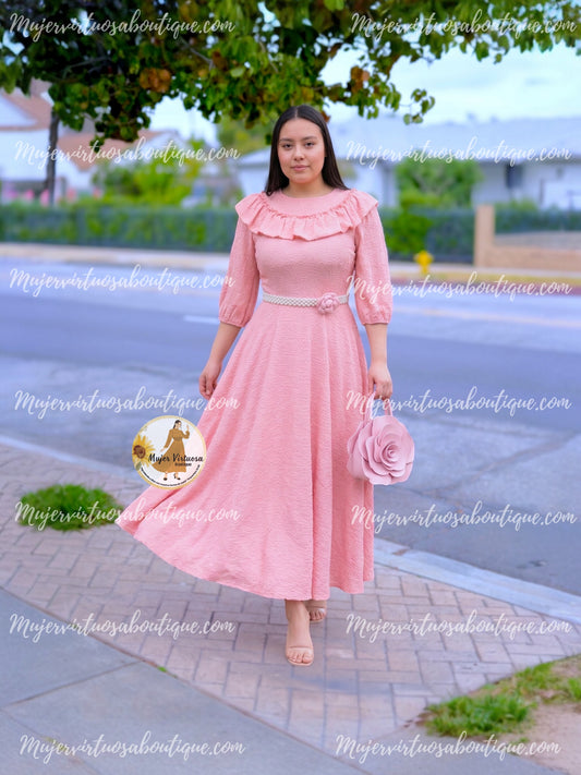 Greta Pink Ruffle Dress