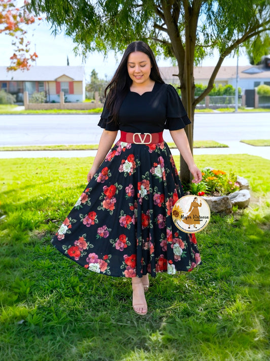 Olivia Black Ruffle Sleeve Dress