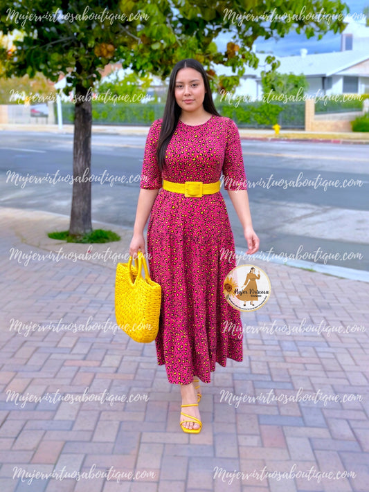 July Fucsia & Animal Print Dress