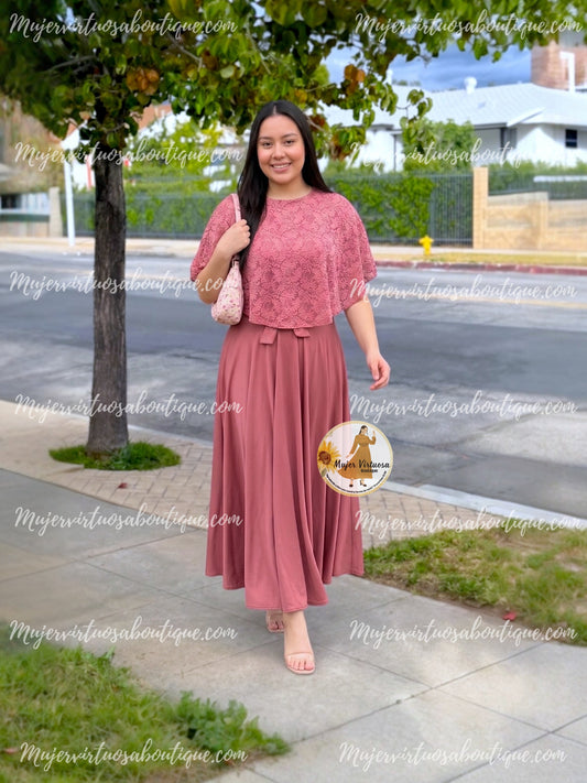 Maribel Rosa Viejo Cape Dress