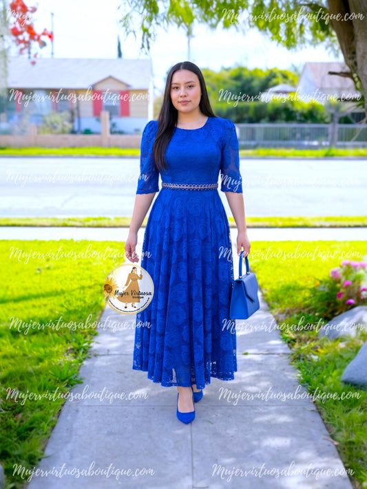 Camila Imperial Blue Lace Dress