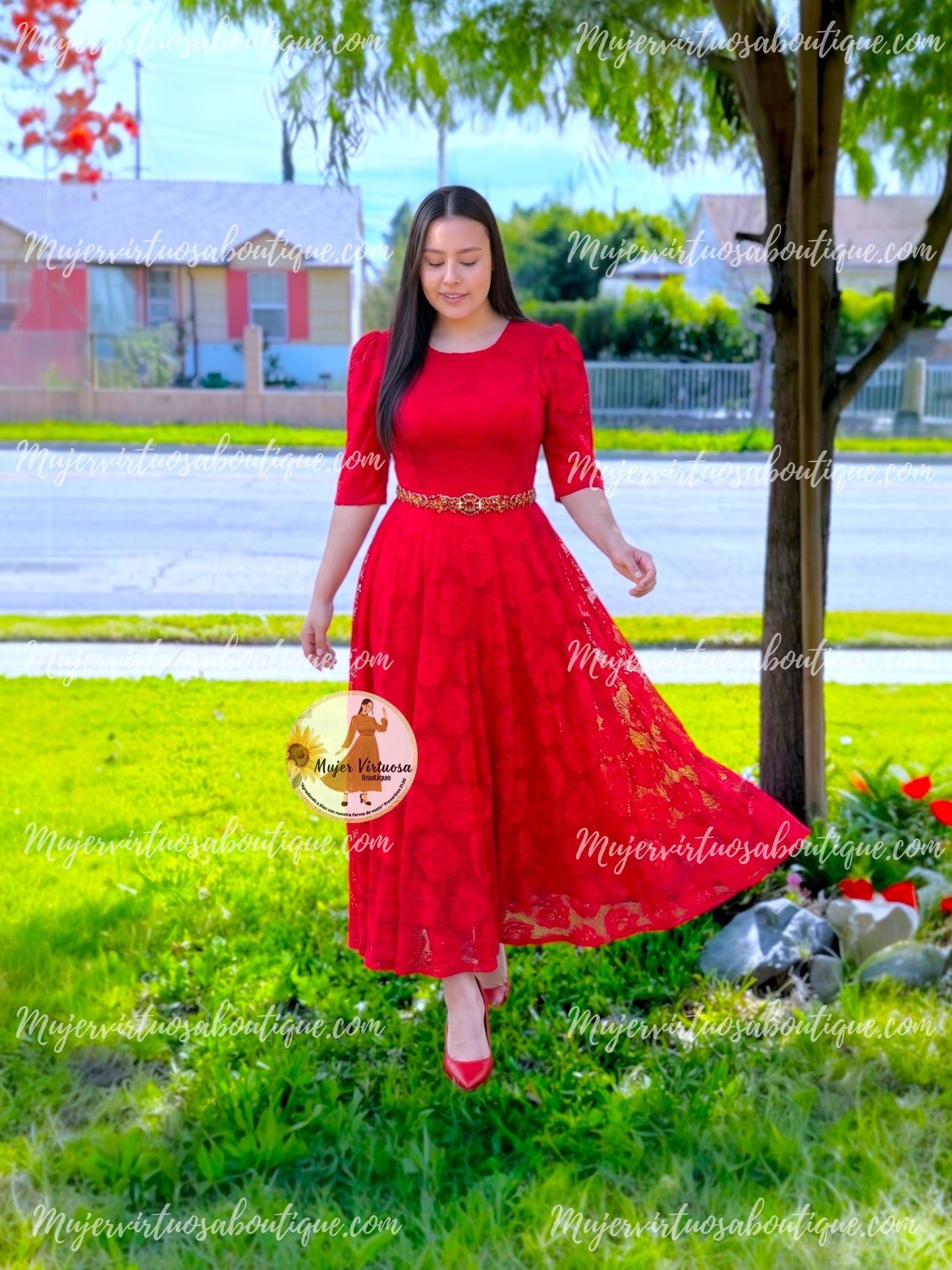 Camila Red Lace Dress