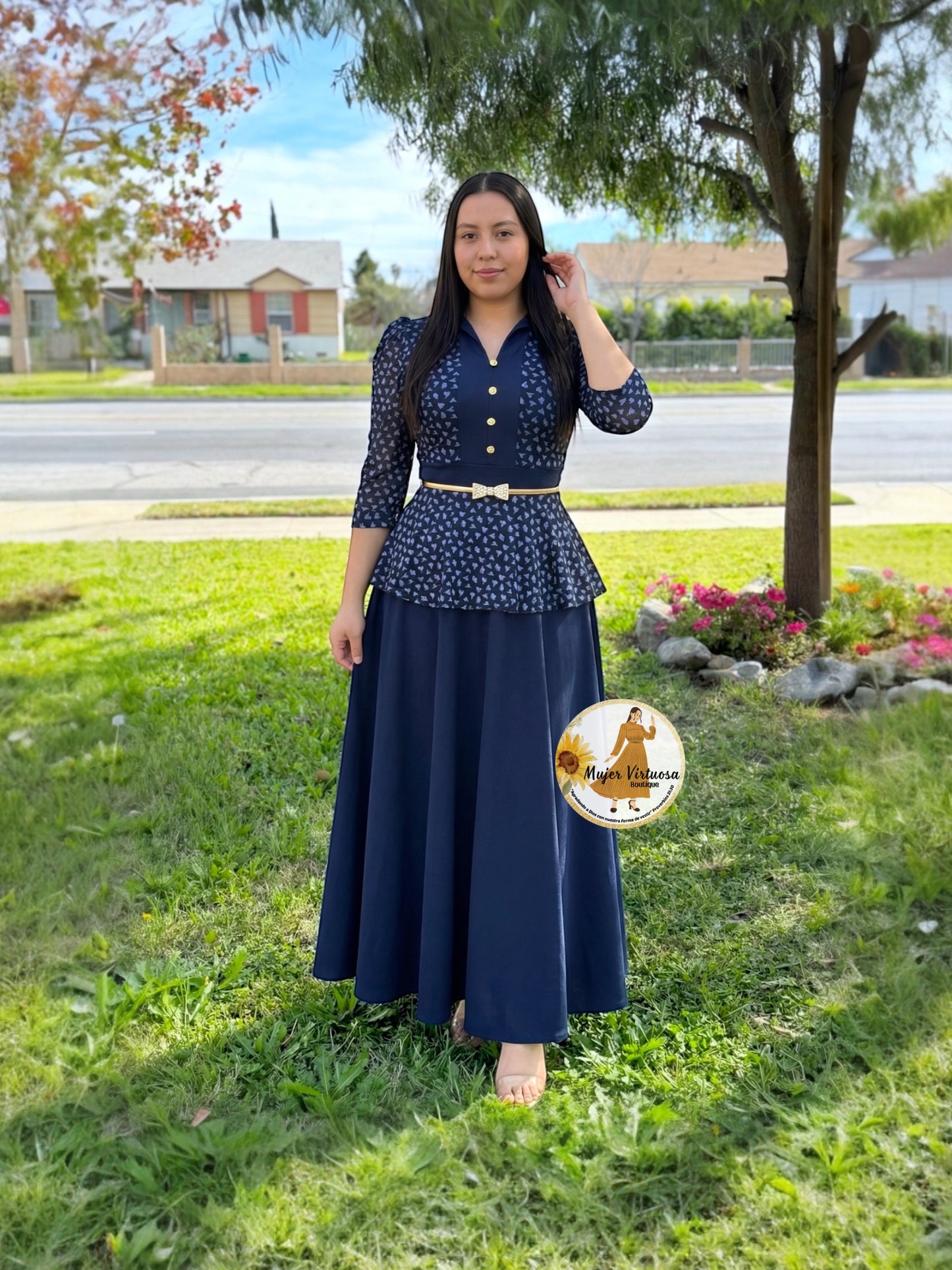 Analy Navy Small Flowers Dress