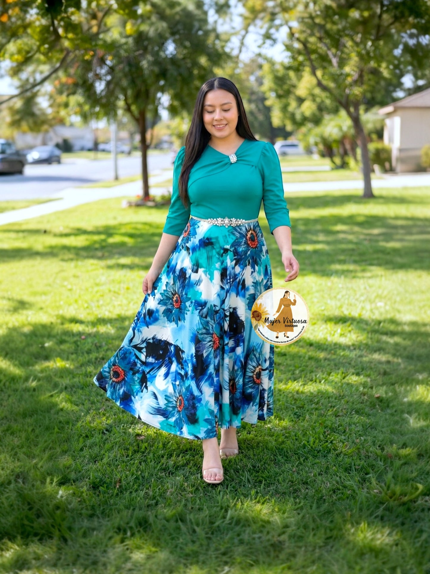 Rosalie Turquesa Floral Dress