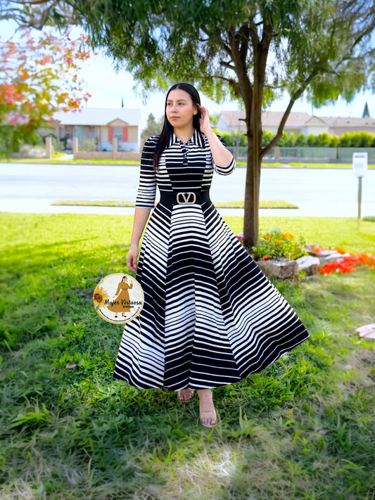 Minerva Black & White Striped Dress