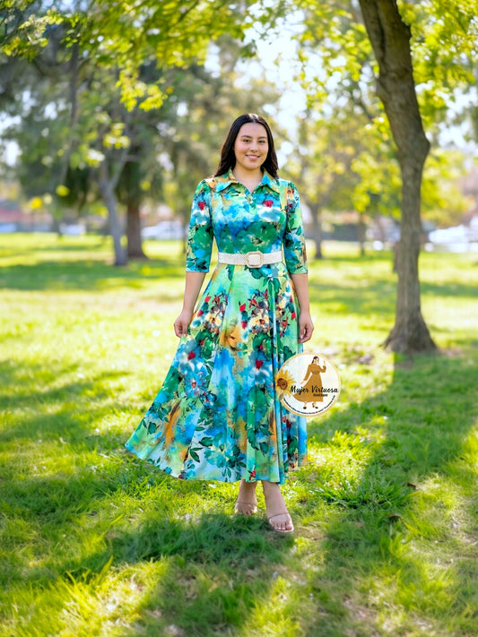 Minerva Green Floral Dress