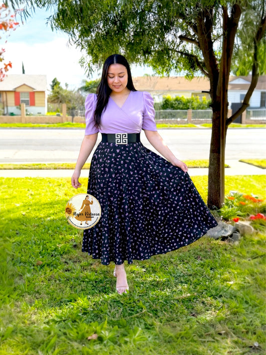 Susan Lilac & Black Ditsy Dress