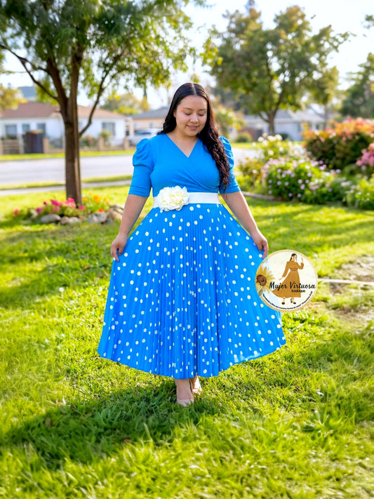 Jessica Aqua Polka Dot Dress