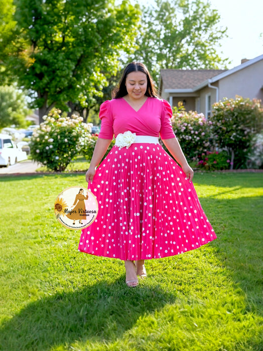 Jessica Coral Polka Dot Dress