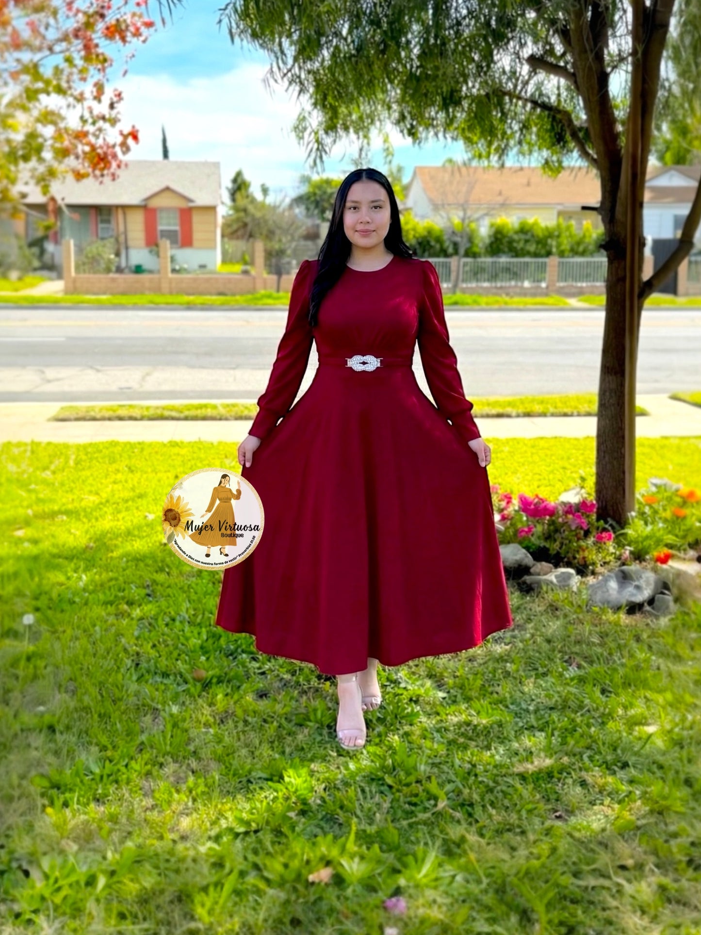 Natasha Burgundy Dress