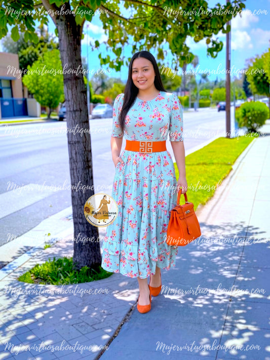 July Mint Floral Dress