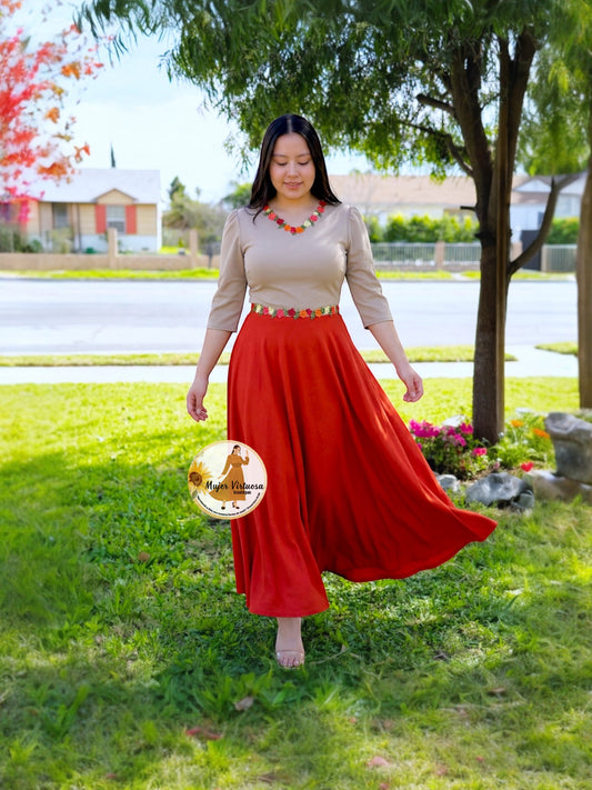 Deysi Sand & Rust Color Dress