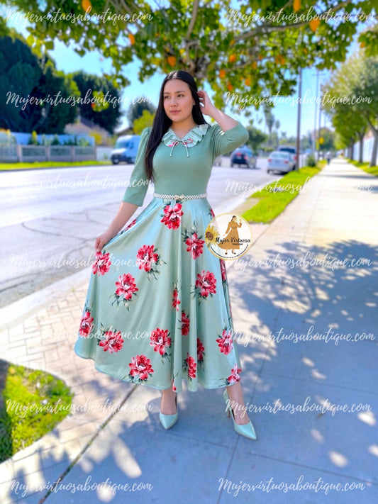 Francesca Sage Floral Dress