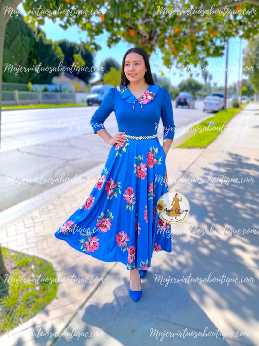 Francesca Blue Floral Dress