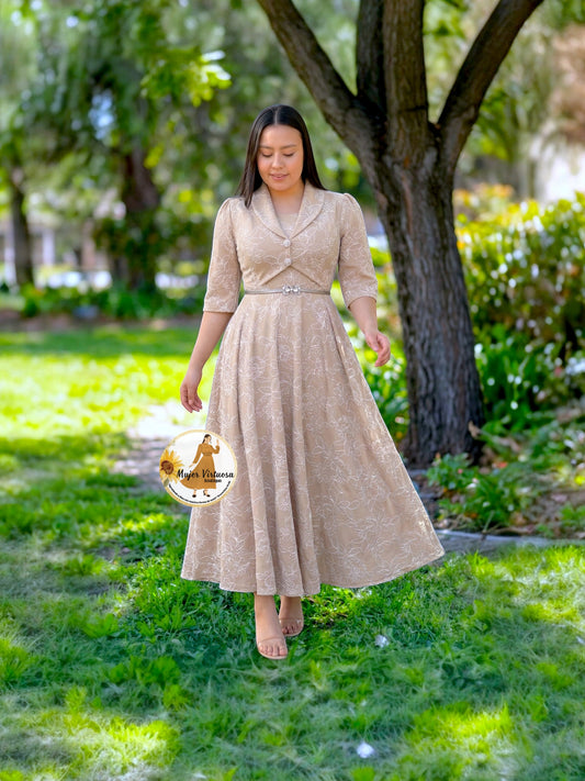 Kendra Sand Embroidered Dress