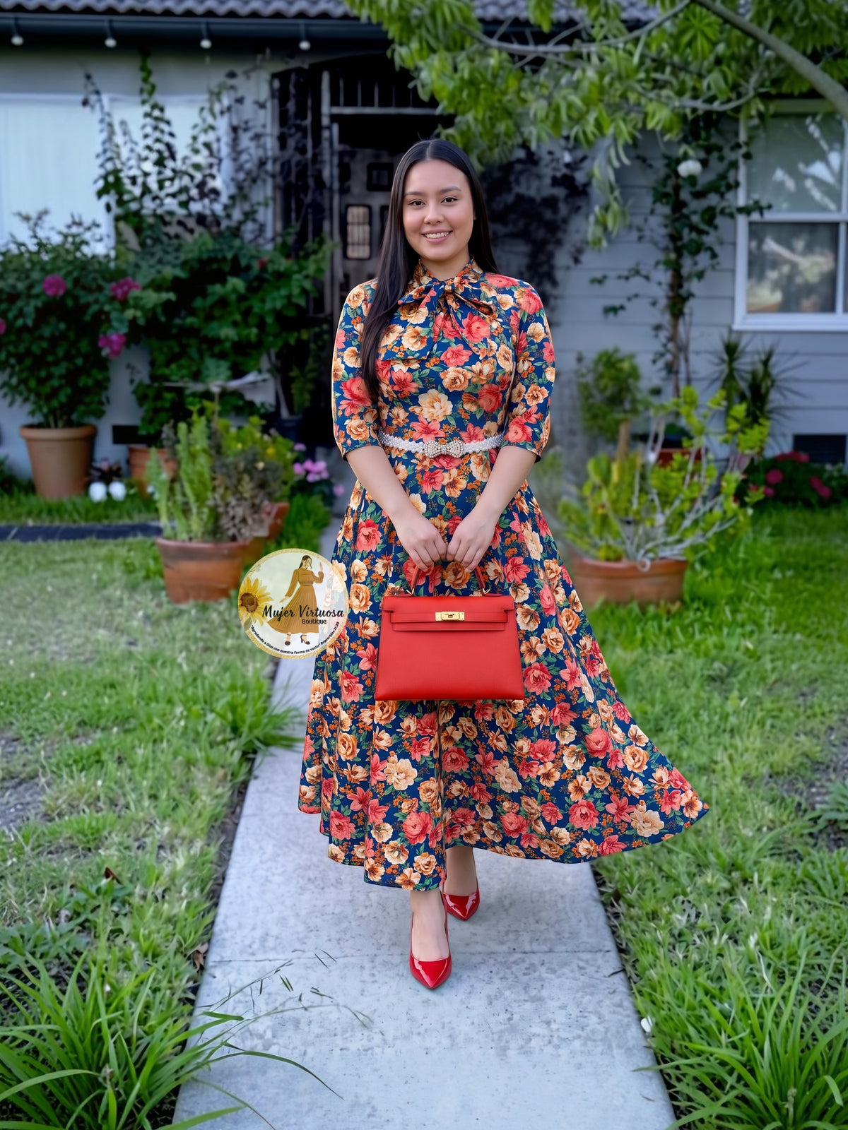 Anna Blue Floral Dress
