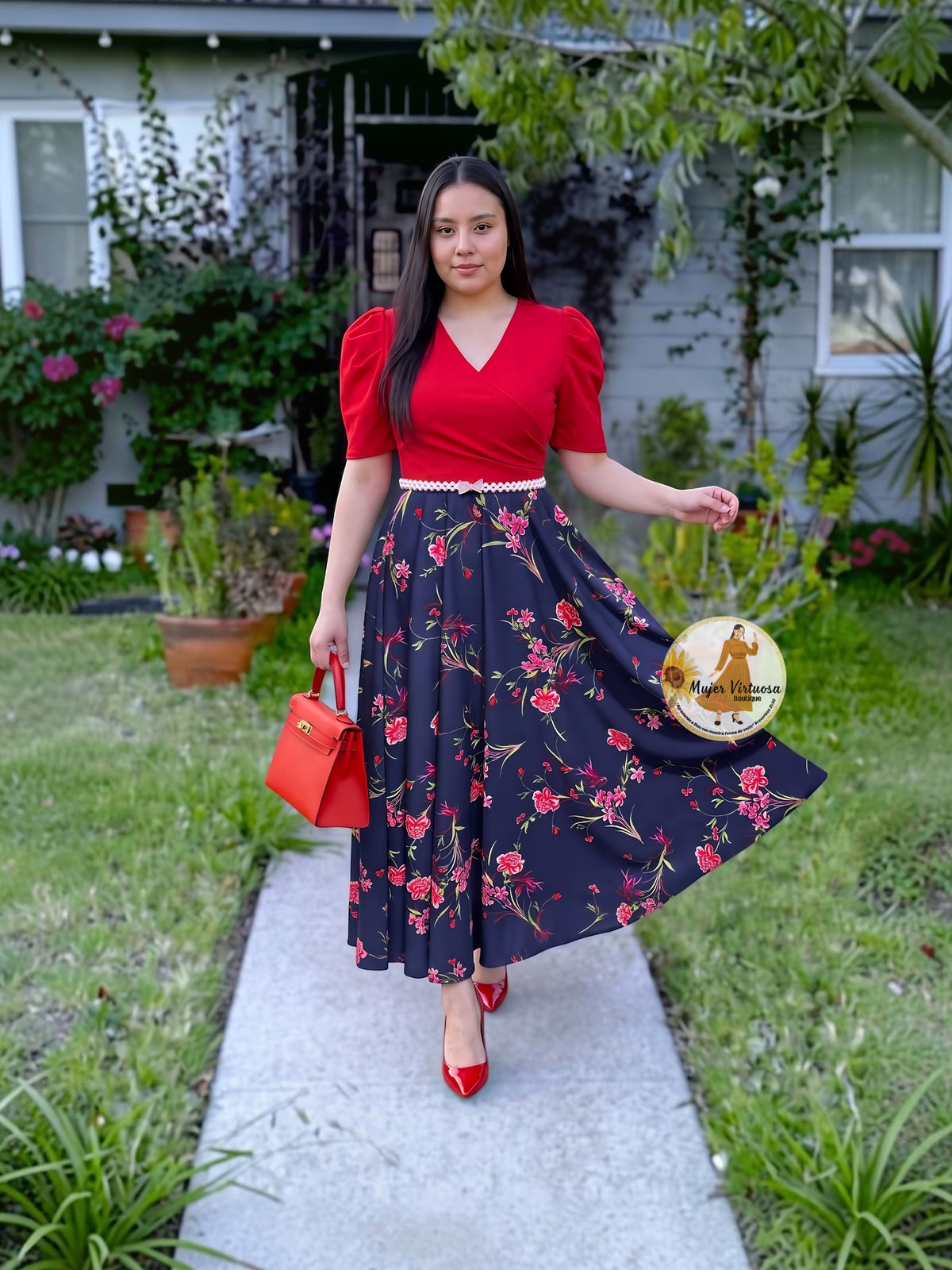 Susan Red & Navy Dress