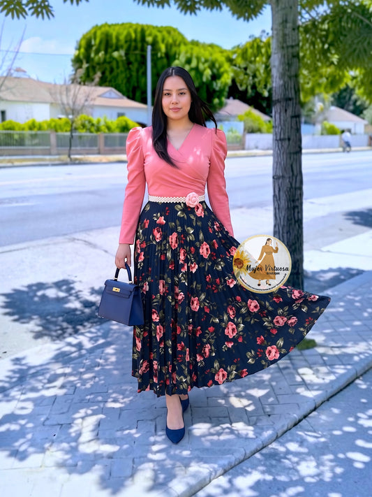 Yvette Pink & Navy Dress